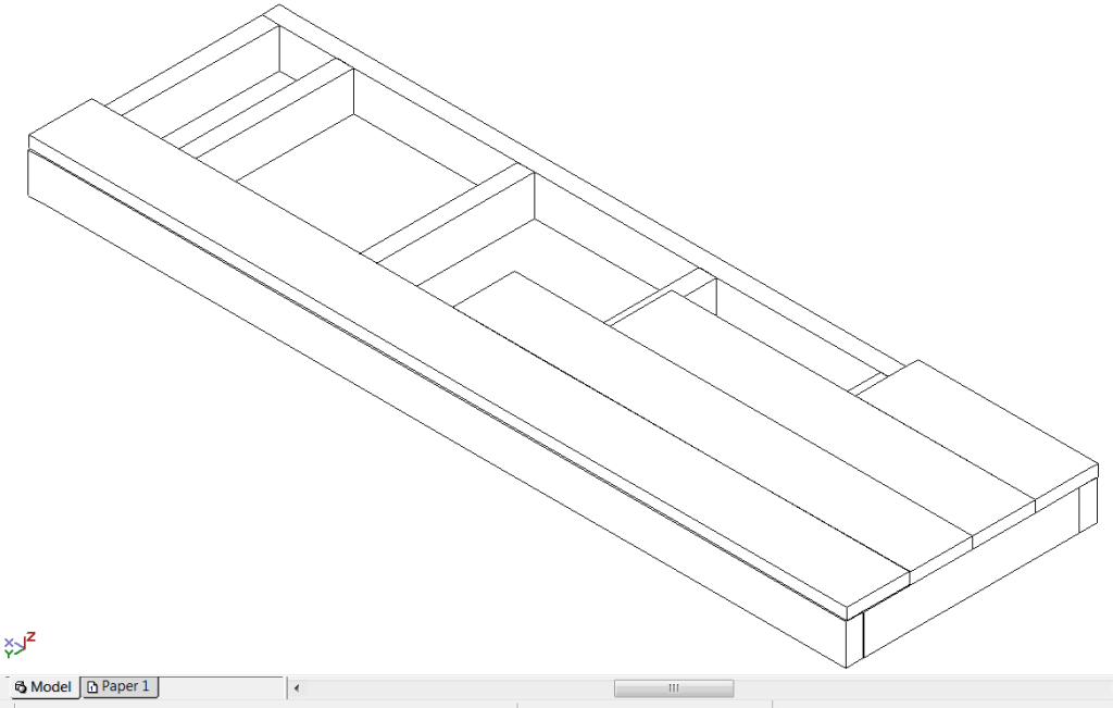 wire frame render of a single step