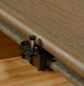 image of a Trex hidden fastener securing a composite deck board